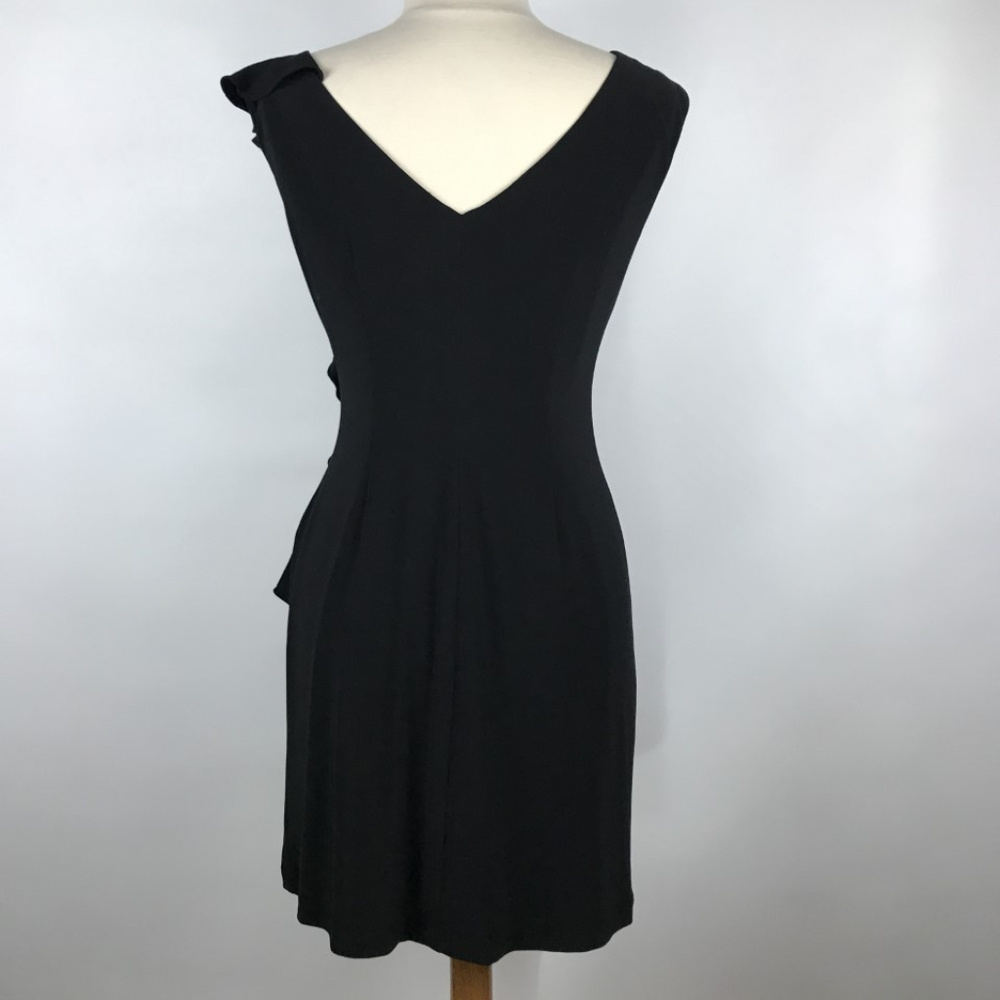 Tahari Black Ruffle-Front Sleeveless Midi Dress Size 8 - Picture 4 of 7